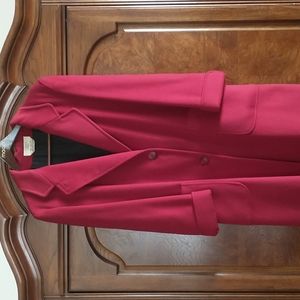Long Cassidy 100% wool coat, Petite size 10, Red